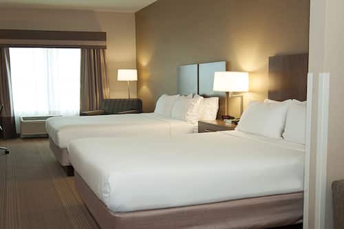 Premium bedding, down comforters, desk, laptop workspace