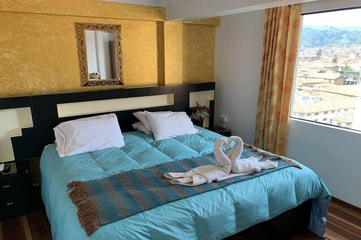Down duvets, memory-foam beds, in-room safe, desk