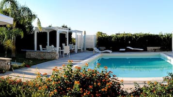 Outdoor pool, pool loungers