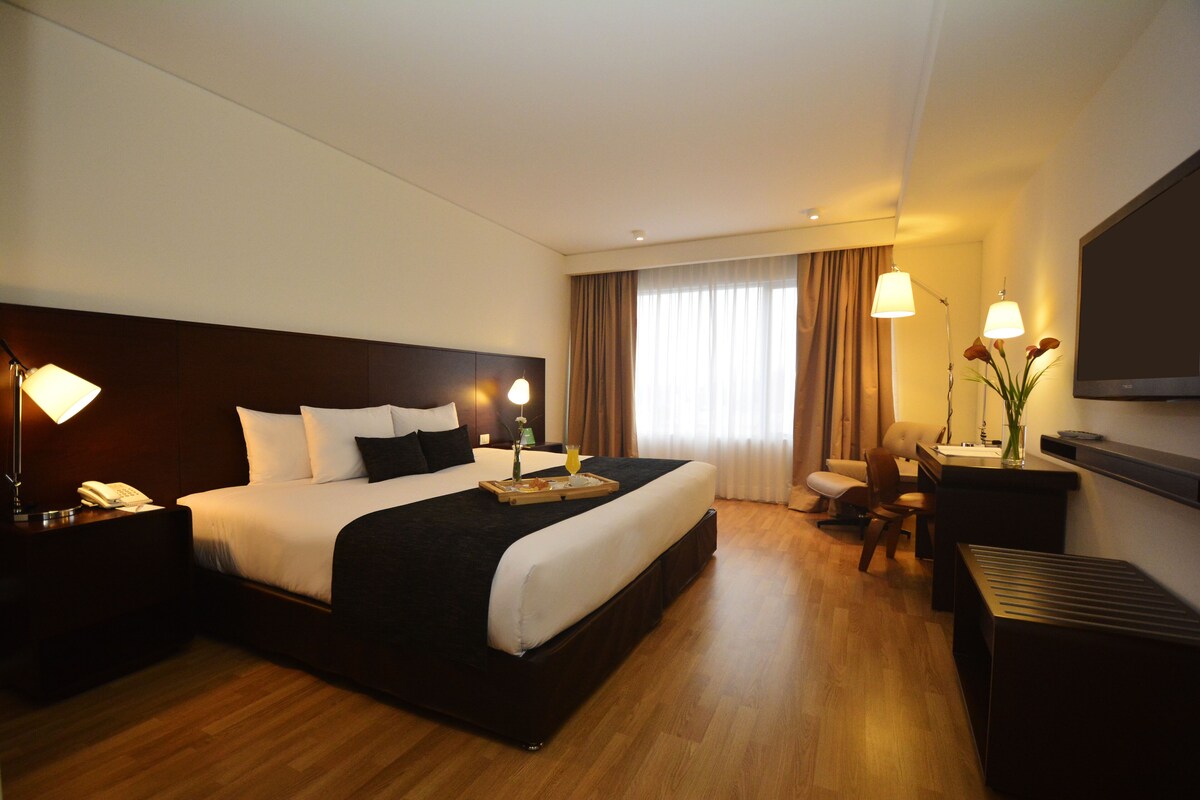Ropa de cama hipoalergénica, minibar, caja fuerte y escritorio