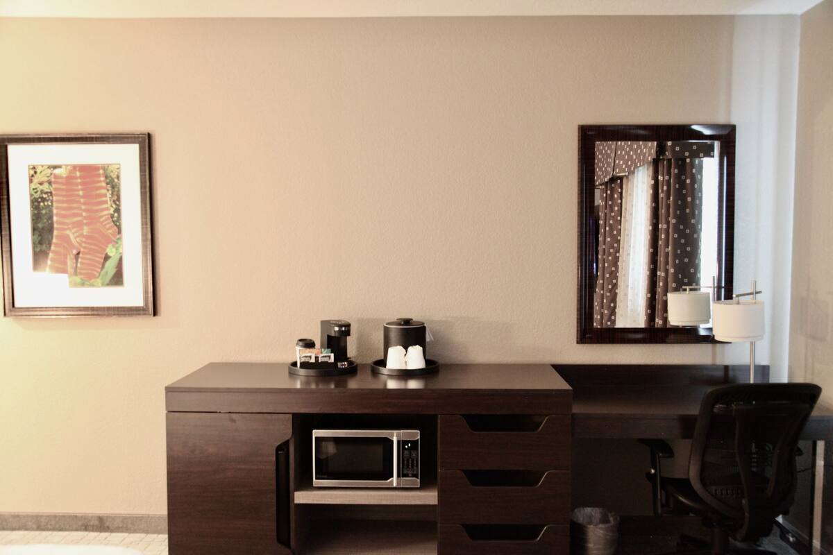 hypo-allergenic bedding, pillow-top beds, in-room safe, desk