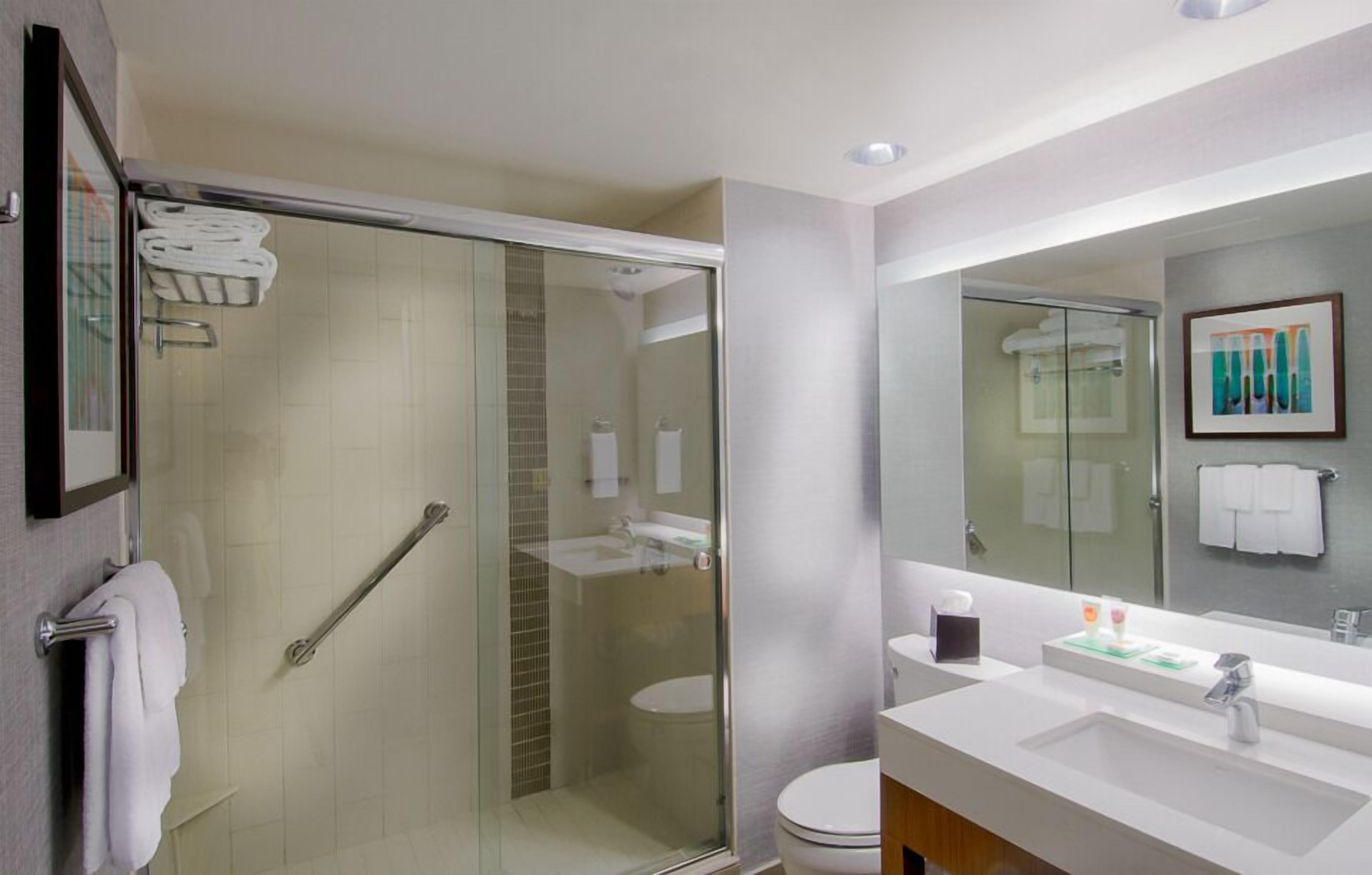 suite, 1 king bed | bathroom | designer toiletries, hair dryer, towels