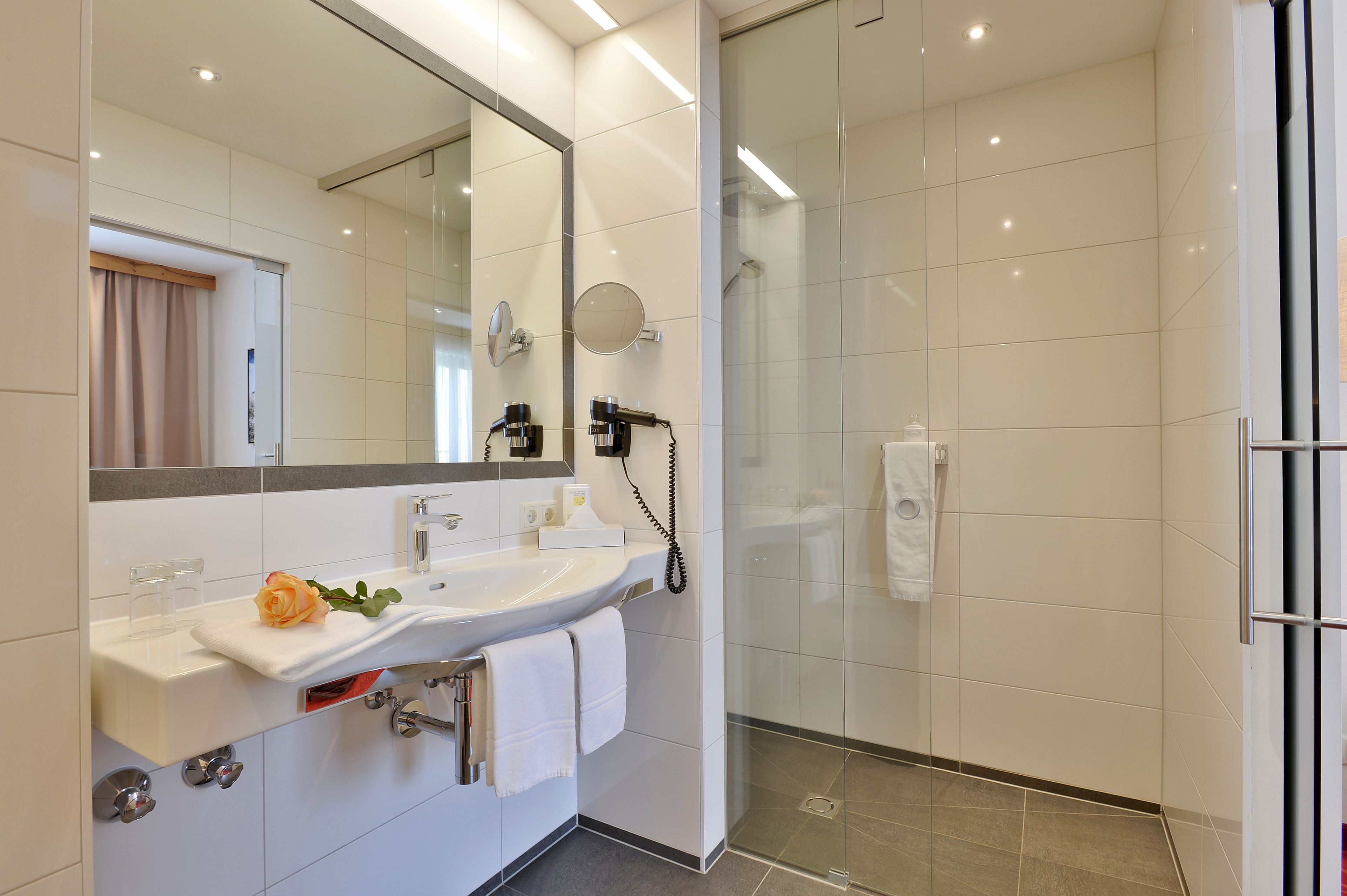 free toiletries, hair dryer, towels