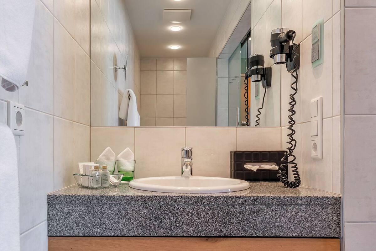 double room (klassik) | bathroom | shower, free toiletries, hair dryer, bathrobes