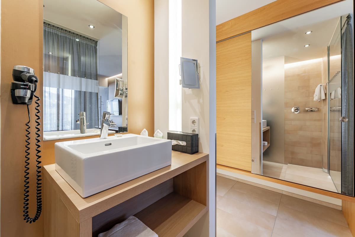 double room | bathroom | shower, free toiletries, hair dryer, bathrobes