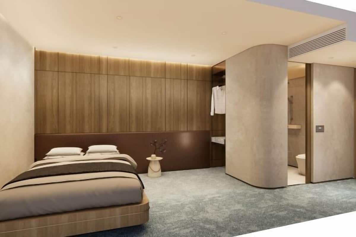 Desk, bed sheets