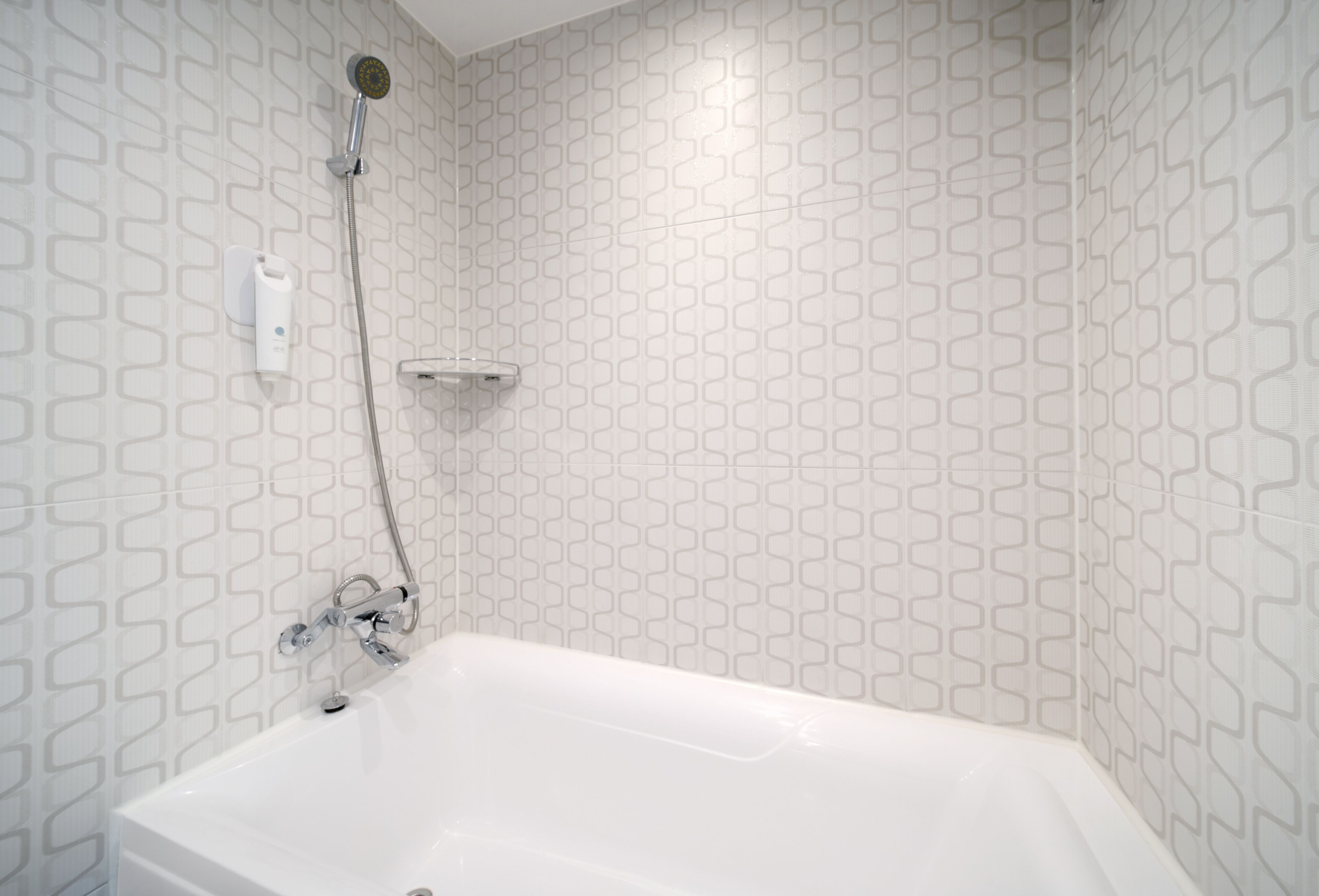 combined shower/bathtub, hair dryer, slippers, towels