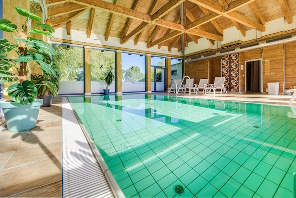 Indoor pool, sun loungers