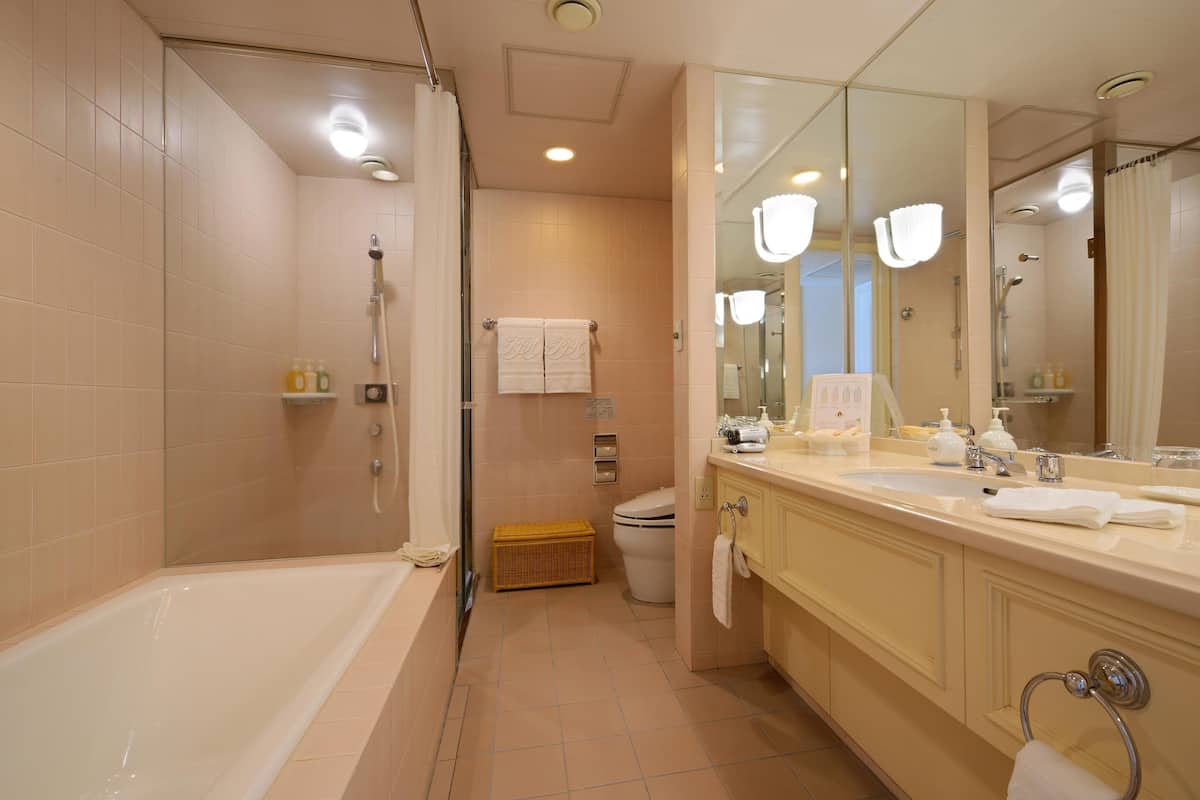 free toiletries, hair dryer, slippers, electronic bidet