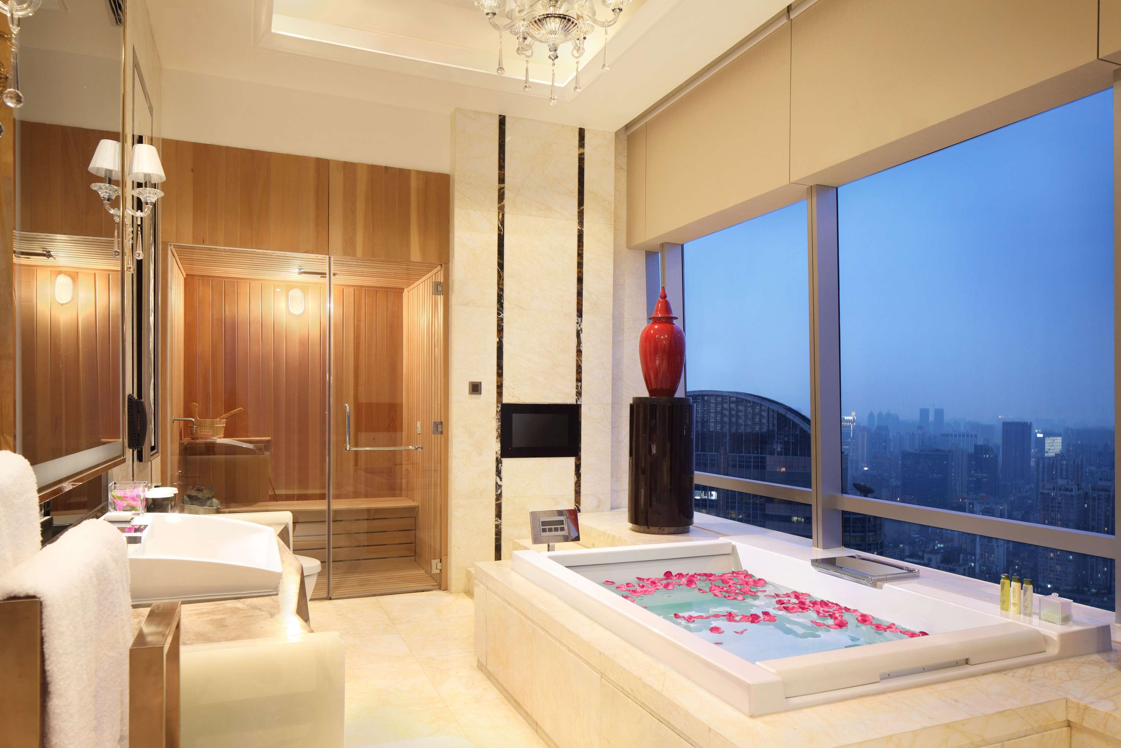 presidential suite | bathroom | separate bathtub and shower, deep-soaking bathtub, rainfall showerhead