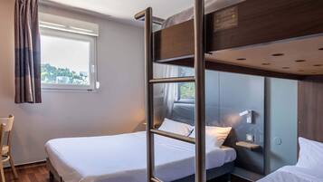 Fyrbäddsrum - icke-rökare | Sängtillbehör av högsta kvalitet, skrivbord och ljudisolering