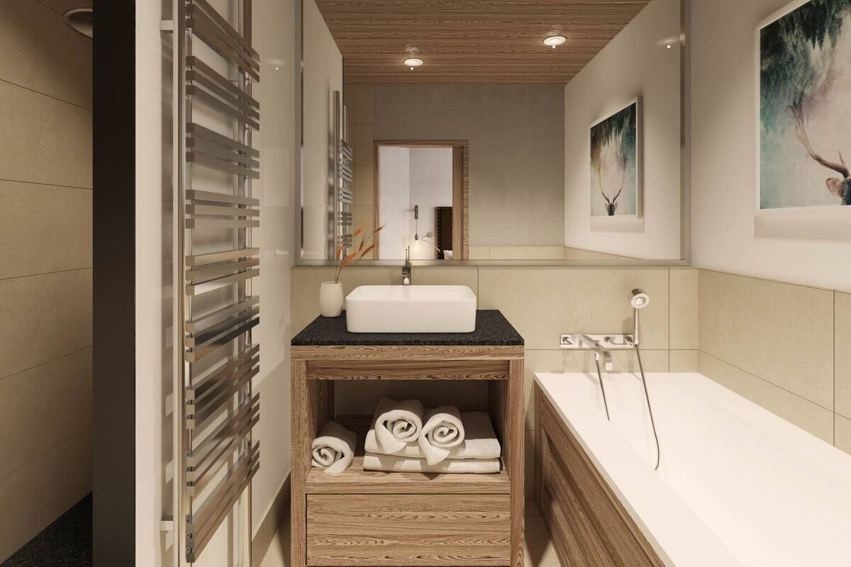 designer toiletries, hair dryer, bathrobes, slippers