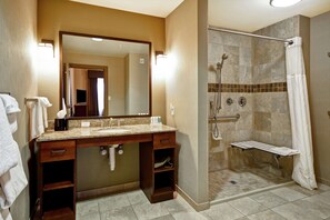 Suite, 2 Queen Beds, Accessible (Roll-in Shower) | Bathroom shower