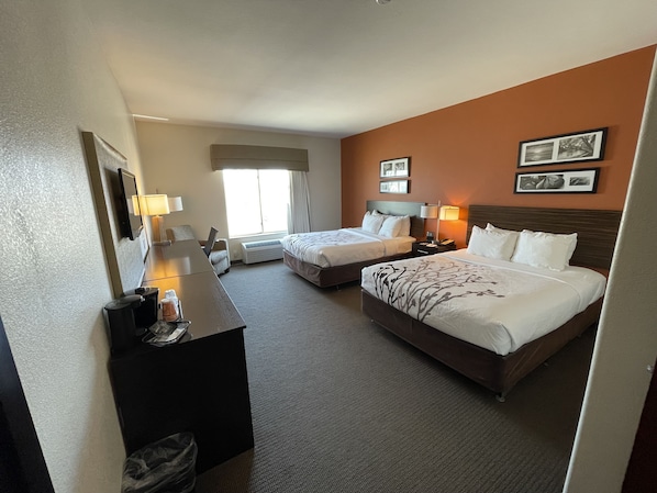 Room, 2 Queen Beds, Accessible, Non Smoking | Desk, laptop workspace, iron/ironing board, free WiFi