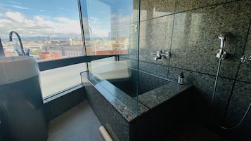 Standard Double Room, 1 Double Bed | Bathroom | Hair dryer, slippers, towels, shampoo