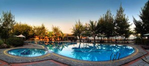 Indoor pool, outdoor pool, free cabanas, pool umbrellas