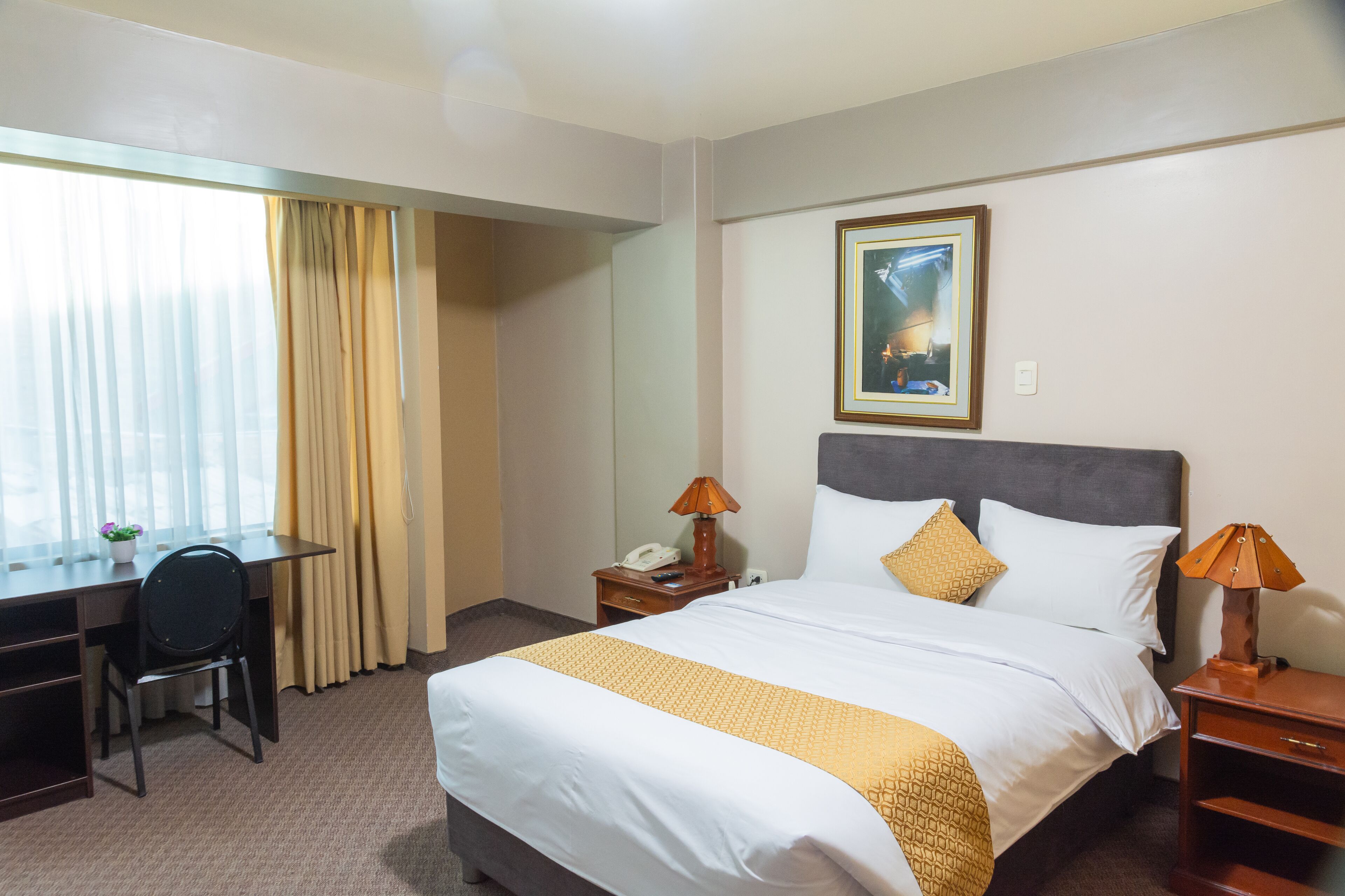 business room | 1 bedroom, down duvets, in-room safe, desk