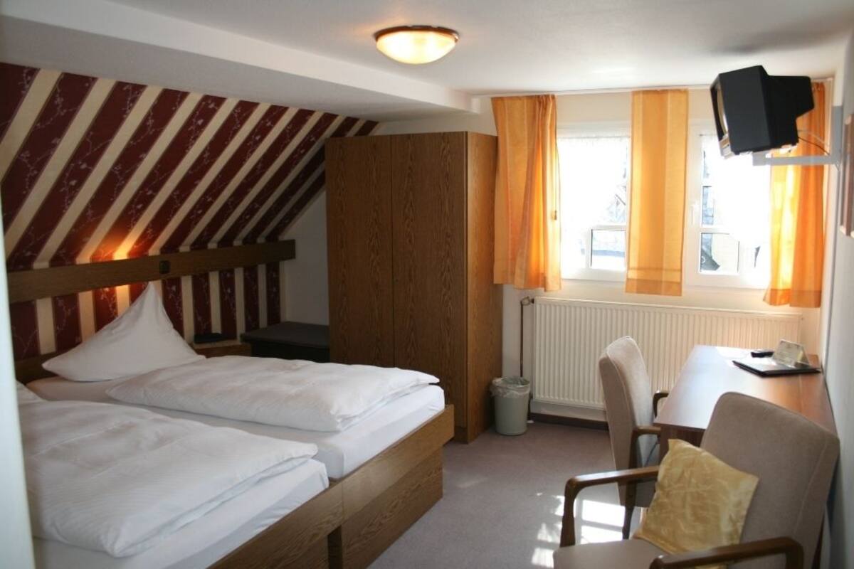 standard double room | hypo-allergenic bedding, down duvets, in-room safe, desk