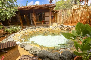 Indoor pool, pool umbrellas, sun loungers