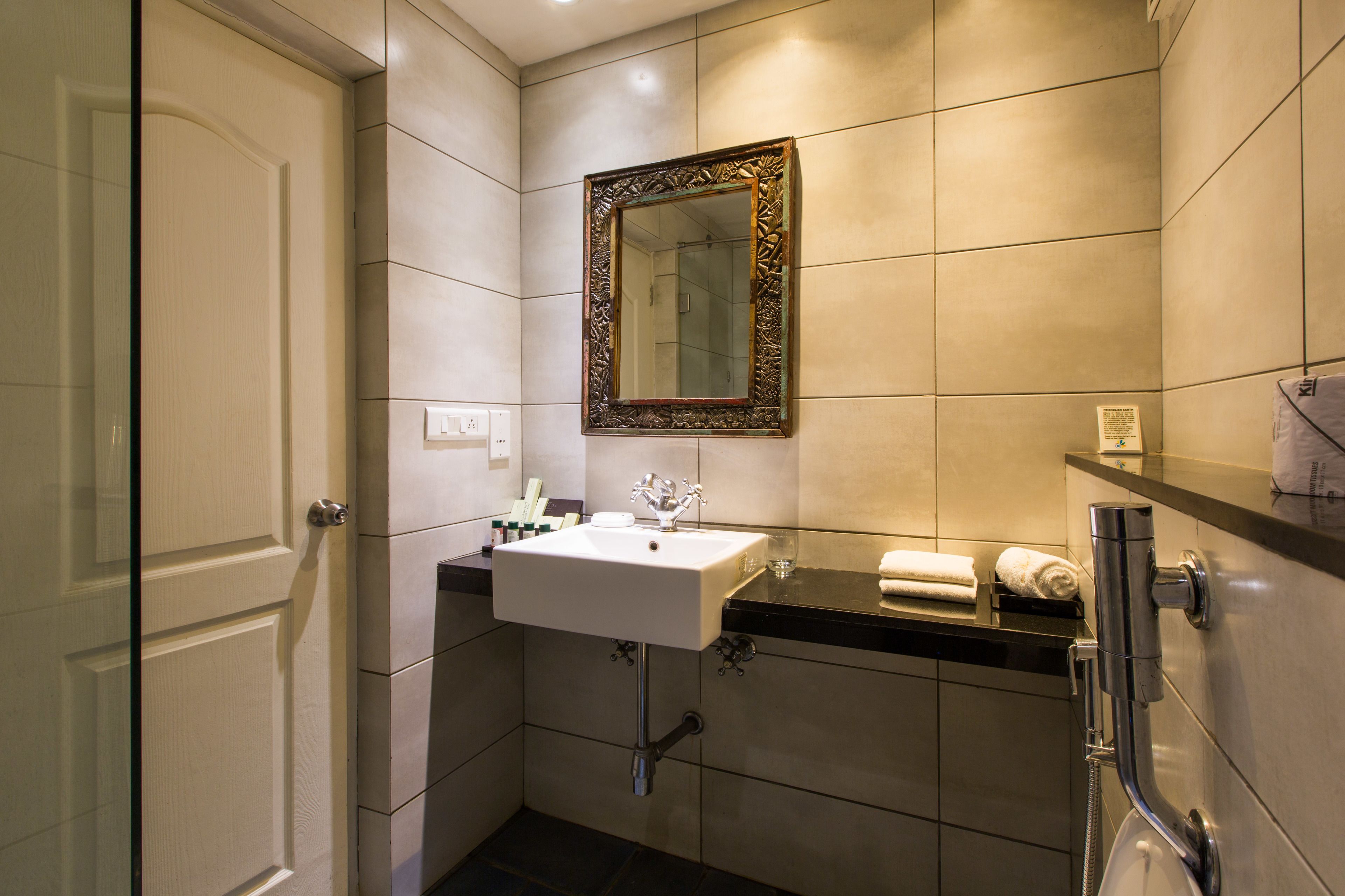 shower, rainfall showerhead, designer toiletries, hair dryer