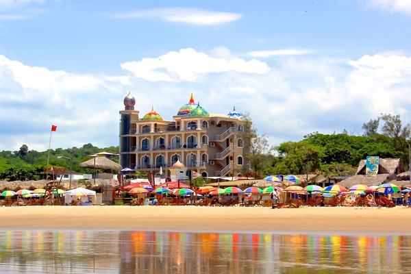 On the beach, beach towels, beach bar