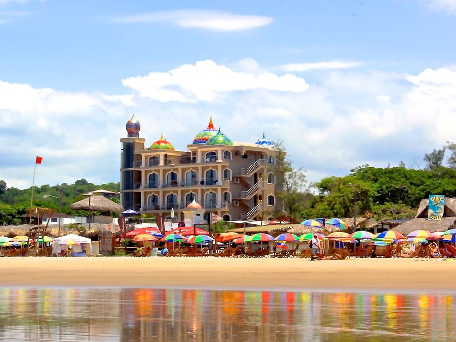 On the beach, beach towels, beach bar