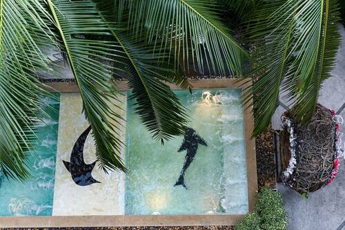 Outdoor pool, pool loungers