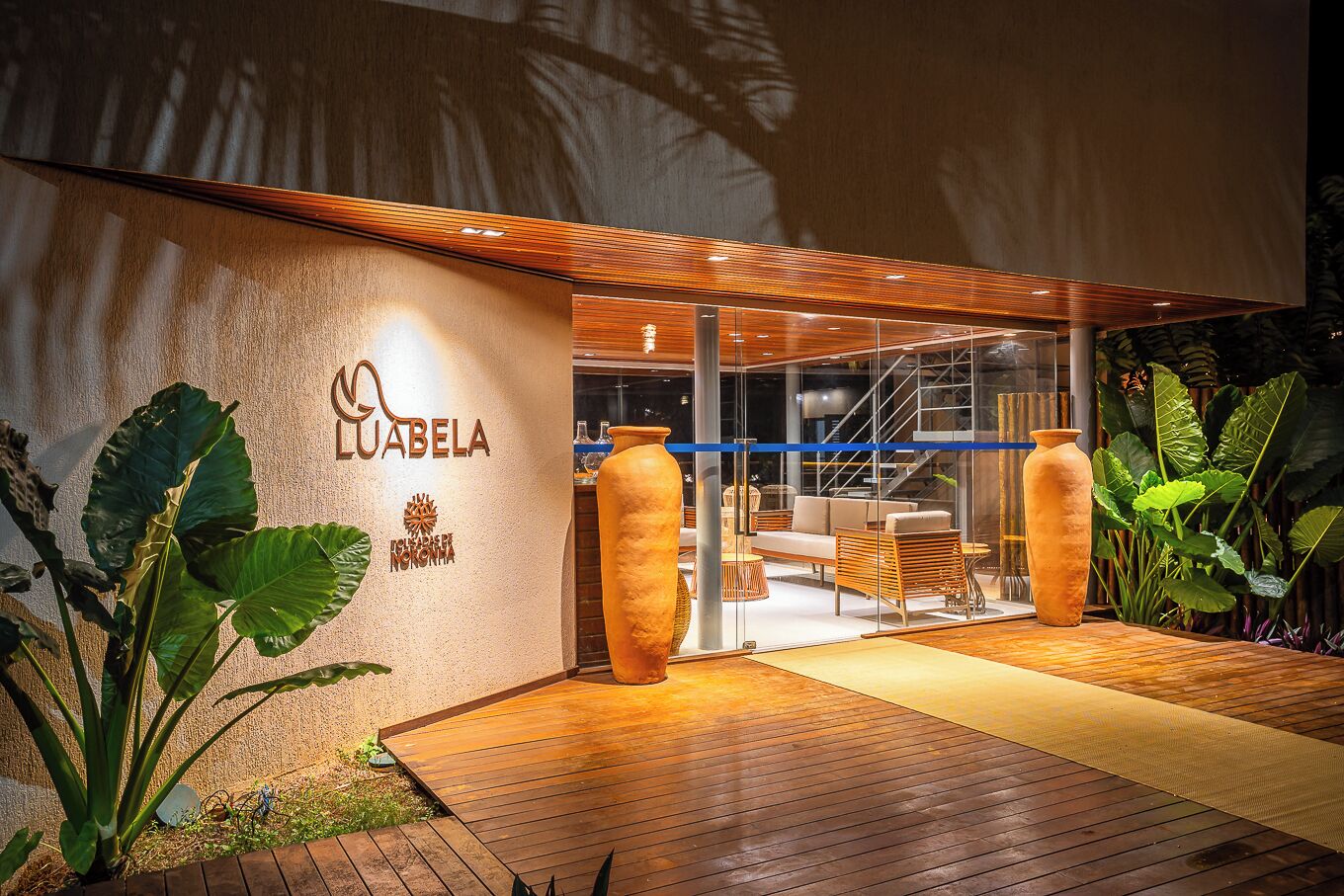 A modern building with a sign reading "Luabela."