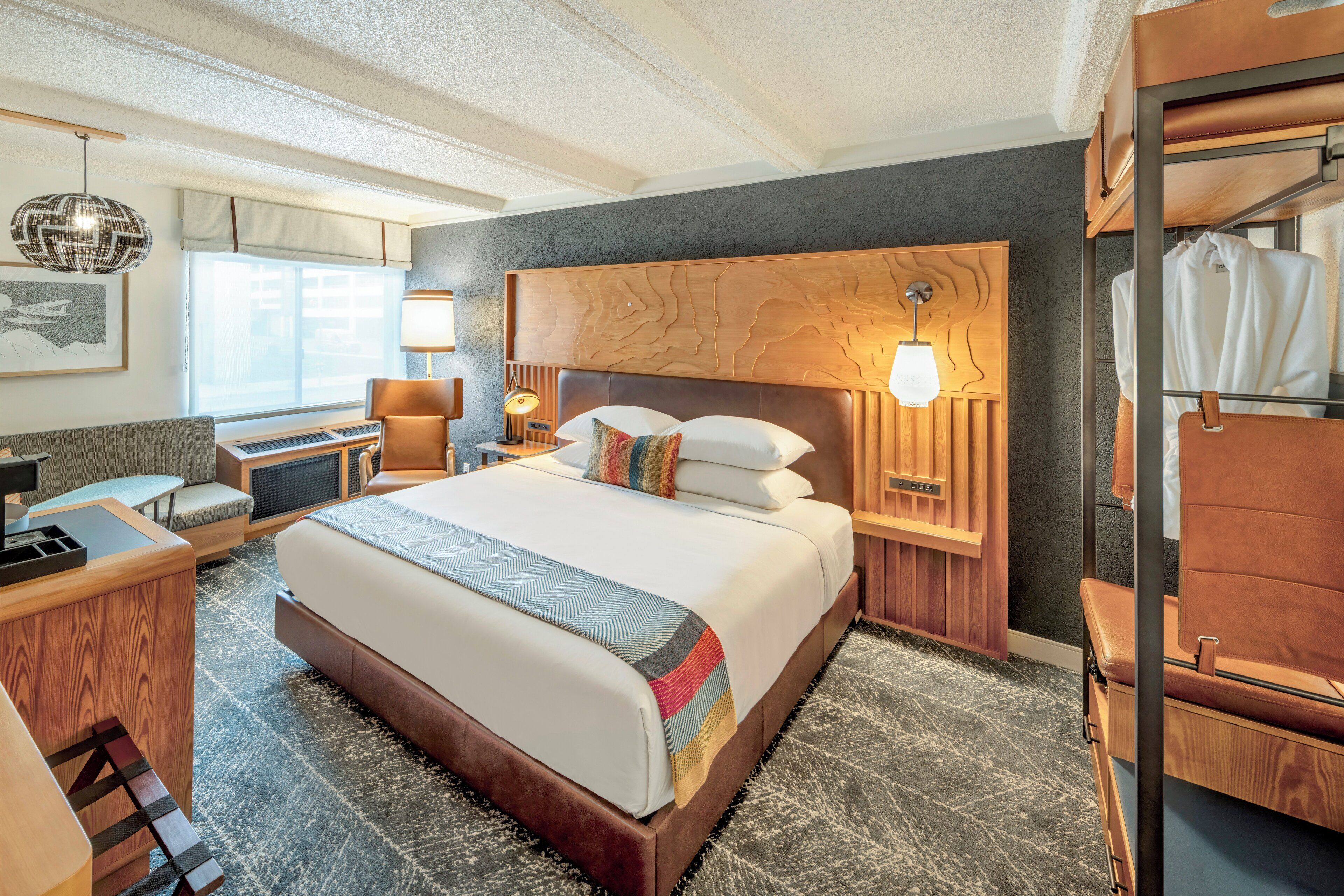 Pillow-top beds, desk, laptop workspace, blackout curtains