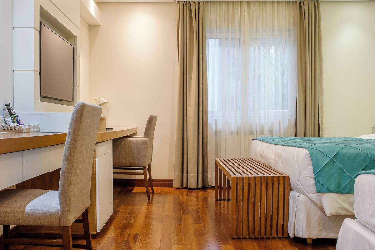 luxury room | minibar, in-room safe, desk, blackout curtains