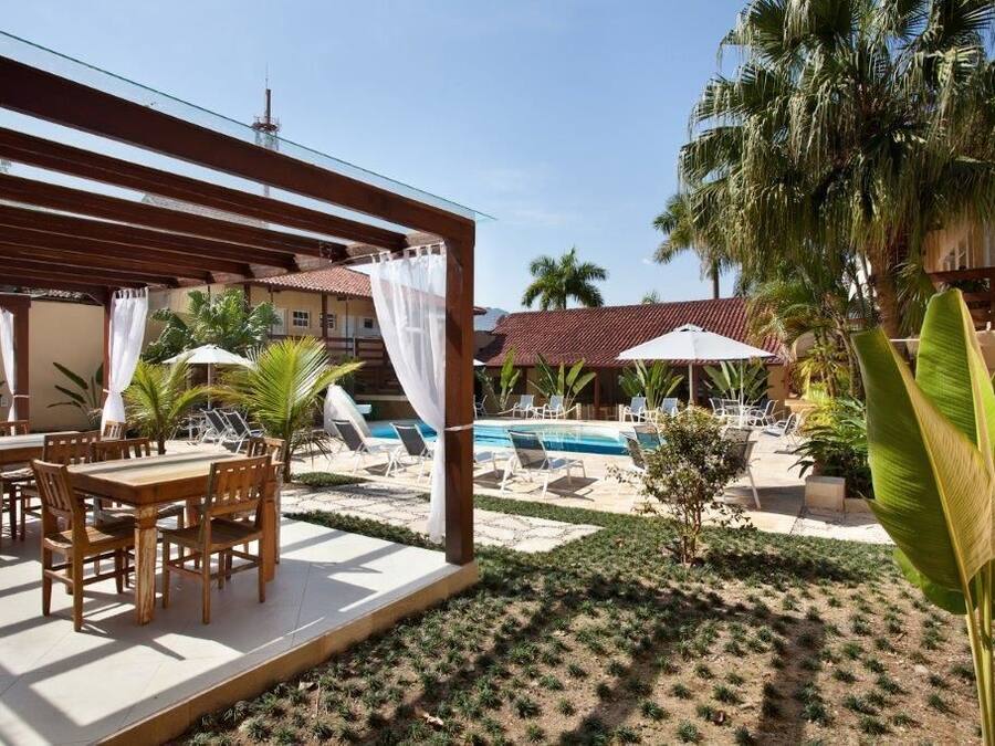 Outdoor pool, pool umbrellas, pool loungers