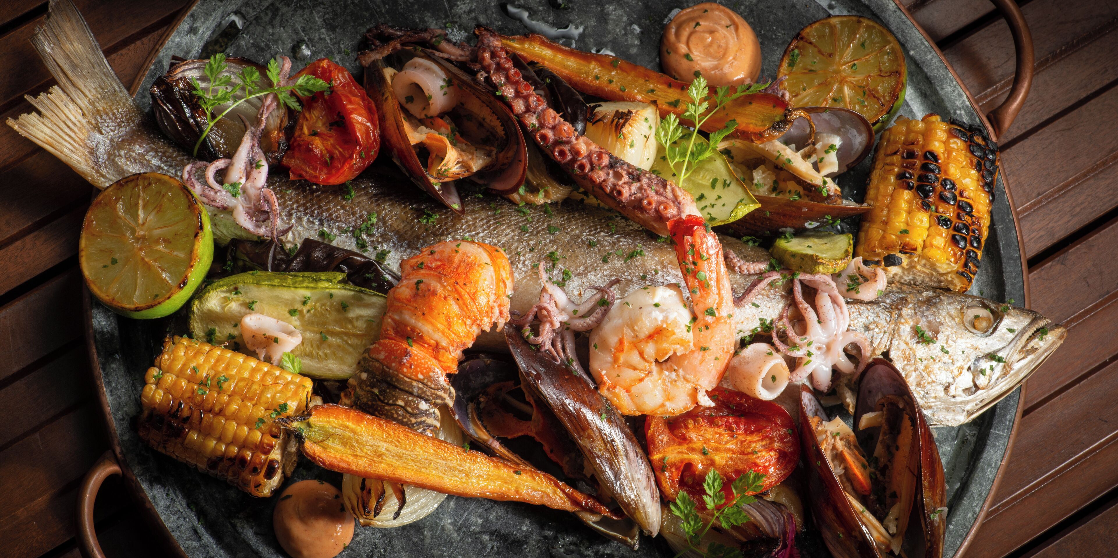 Almoço e jantar, frutos do mar