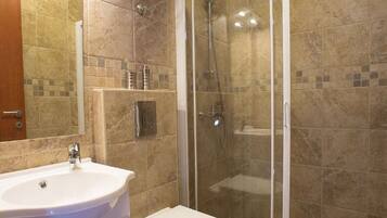 Double or Twin Room, Balcony, Sea View | Bathroom | Shower, hair dryer, towels, soap