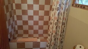 Shower, free toiletries, towels