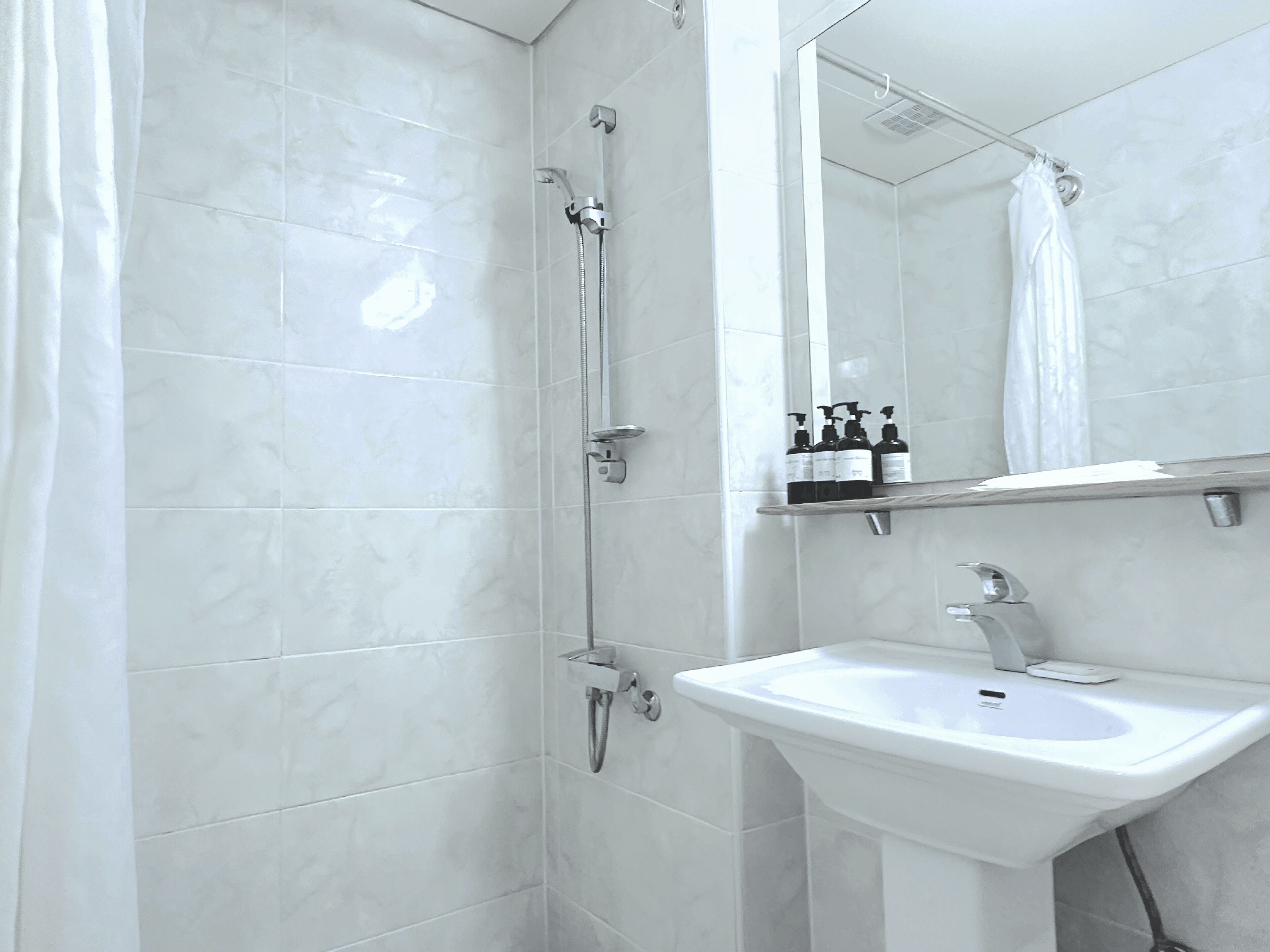 bathtub, hair dryer, slippers, bidet