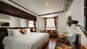 Deluxe Double or Twin Room, City View | Minibar, in-room safe, desk, laptop workspace - Babylon Grand Hotel & Spa (Hanoi)