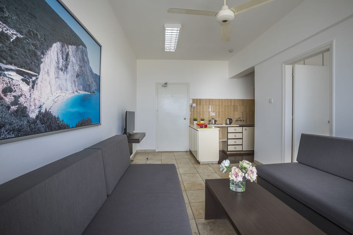 fridge, electric kettle, cookware/dishes/utensils