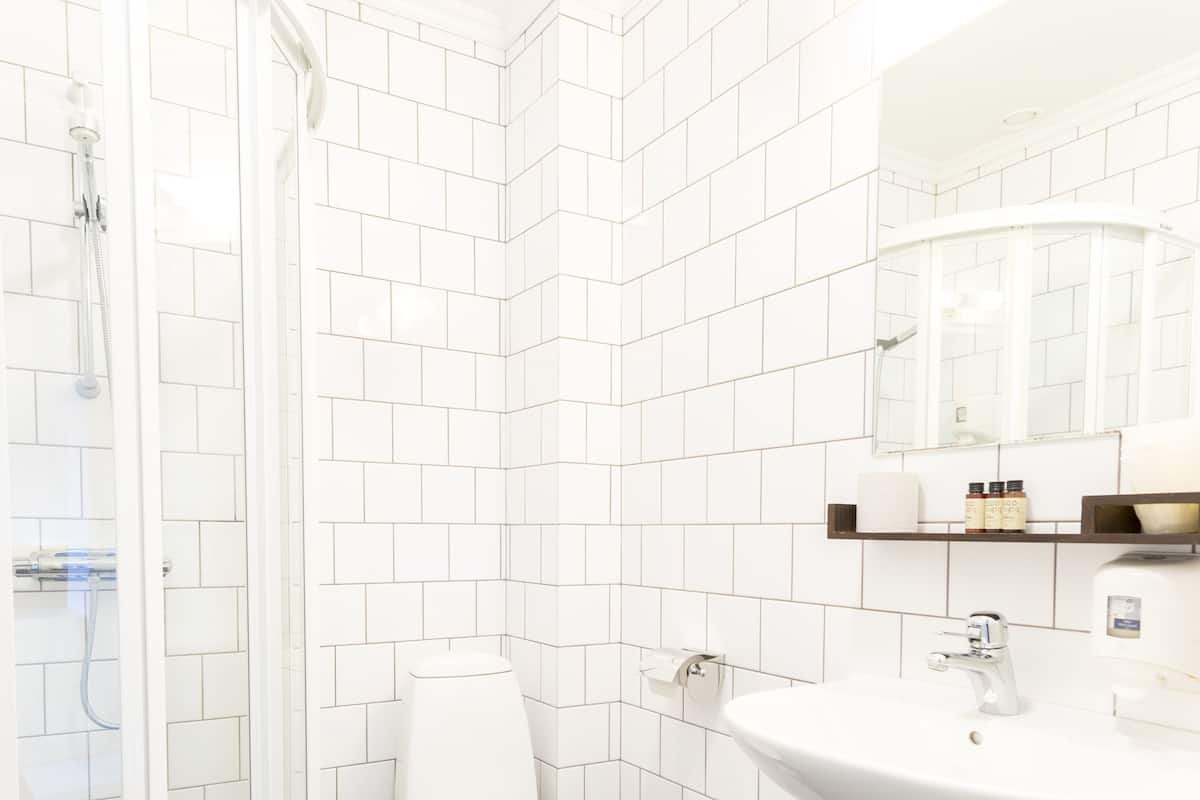 twin room | bathroom | shower, free toiletries, towels