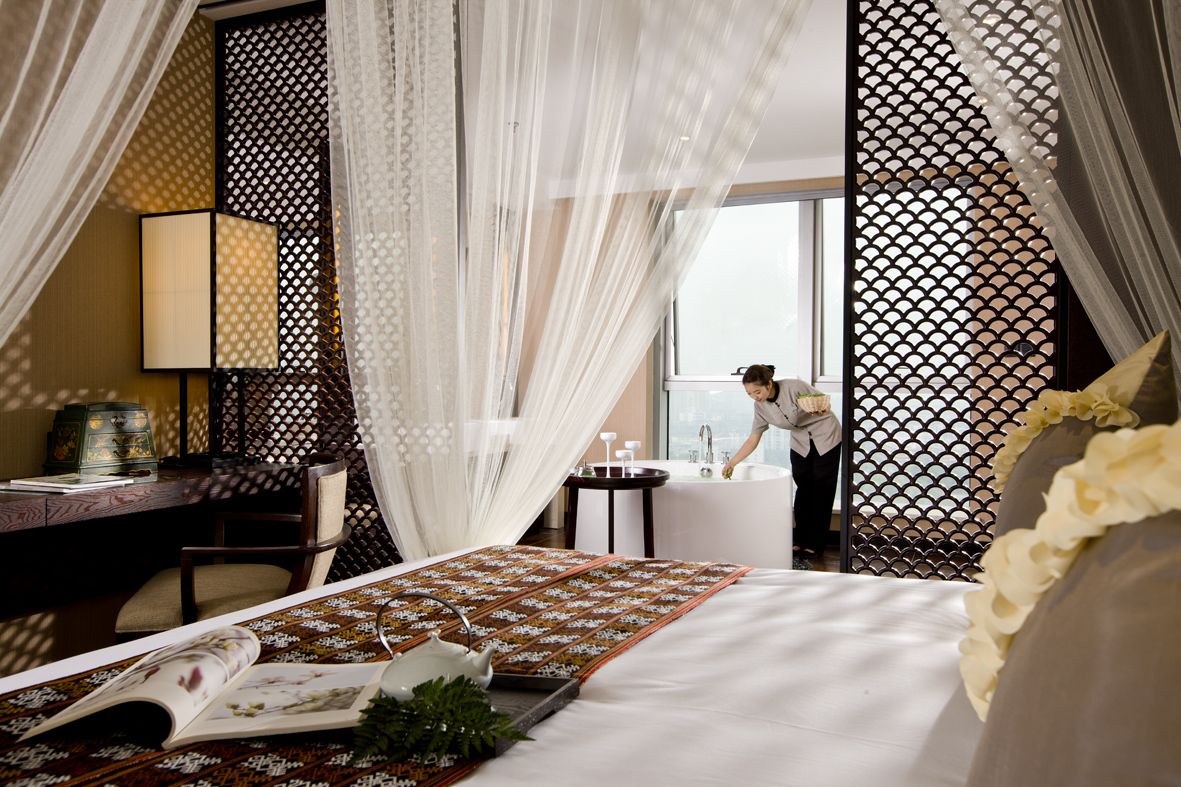 Premium bedding, down comforters, memory foam beds, minibar