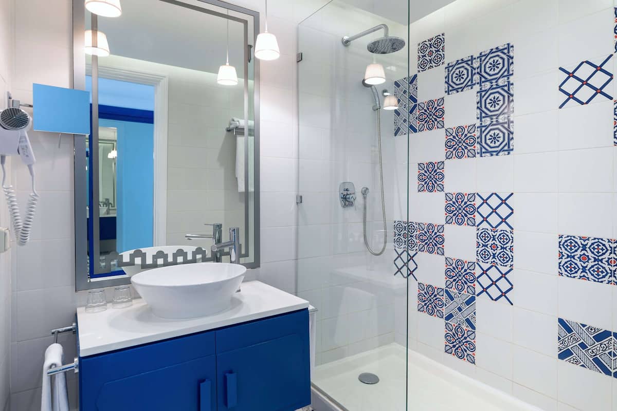 free toiletries, hair dryer, slippers, towels