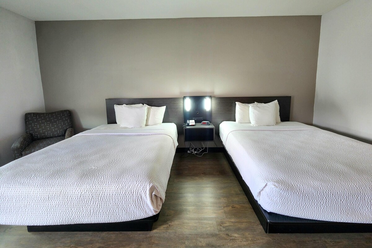 Room, 2 Queen Beds, Non Smoking | Pillowtop beds, desk, soundproofing, iron/ironing board