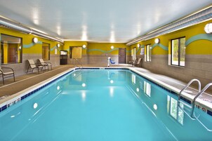 Indoor pool, open 8:00 AM to 10:00 PM, sun loungers