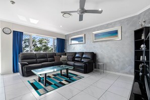 50-inch flat-screen TV with cable channels, TV - White Crest Apartments (Torquay)