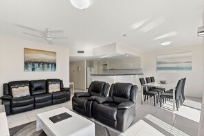 Superior Apartment, 3 Bedrooms | Living area | 50-inch flat-screen TV with cable channels, TV - White Crest Apartments (Torquay)