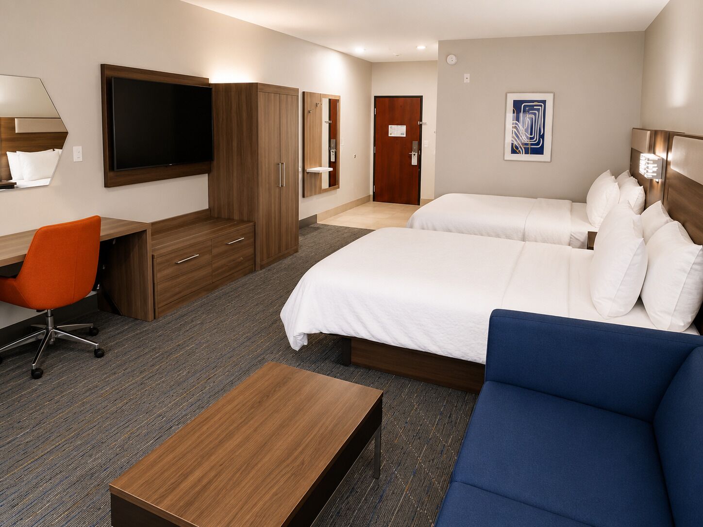 Desk, blackout drapes, iron/ironing board, free WiFi