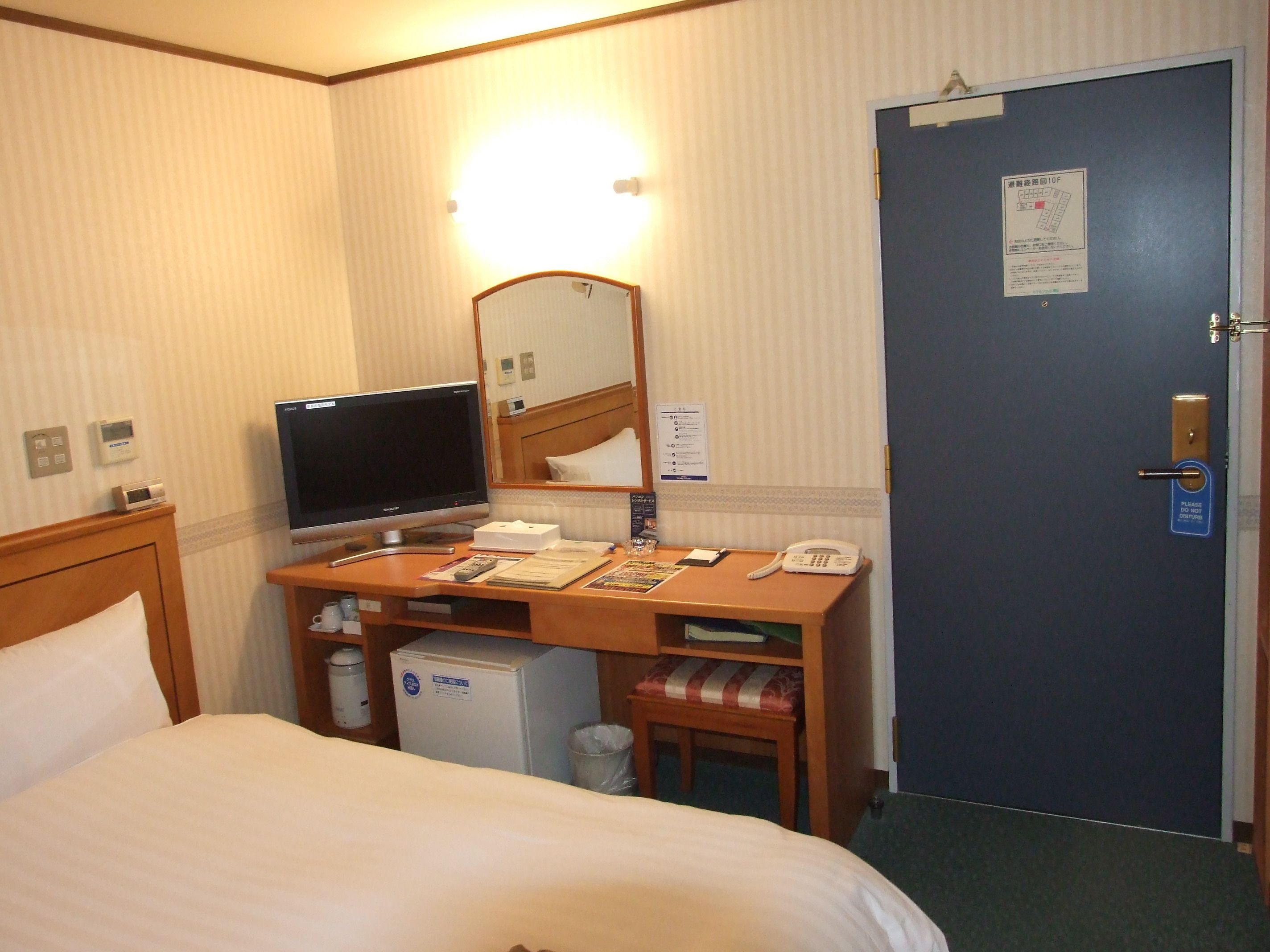 down duvets, desk, blackout curtains, iron/ironing board