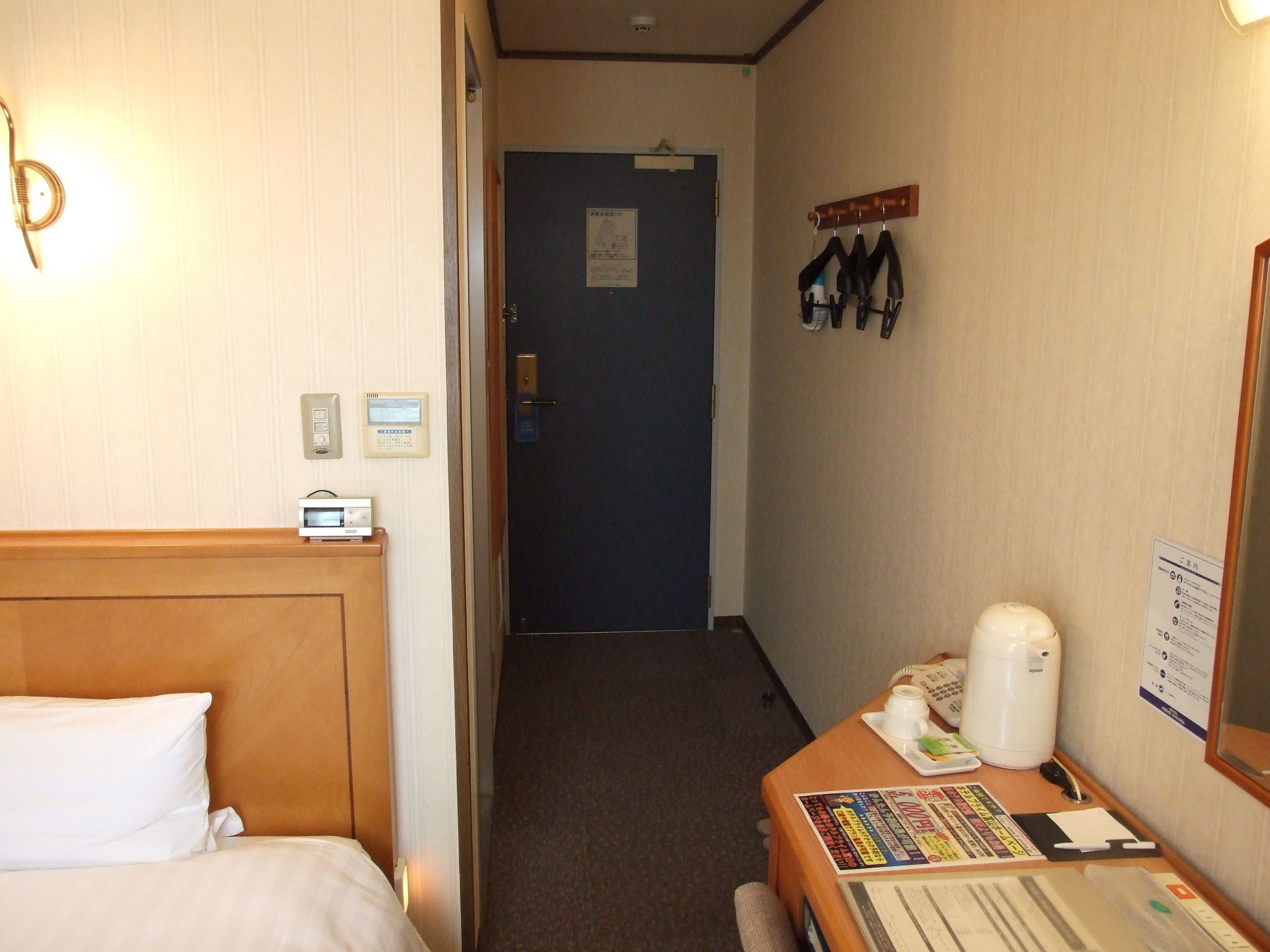 down duvets, desk, blackout curtains, iron/ironing board