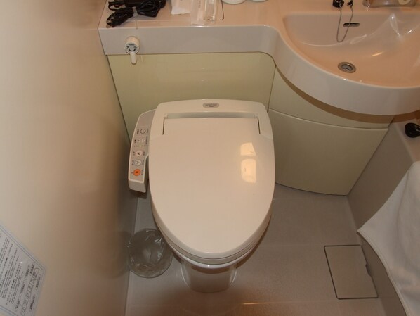 Duschwanne, kostenlose Toilettenartikel, Haartrockner, Hausschuhe