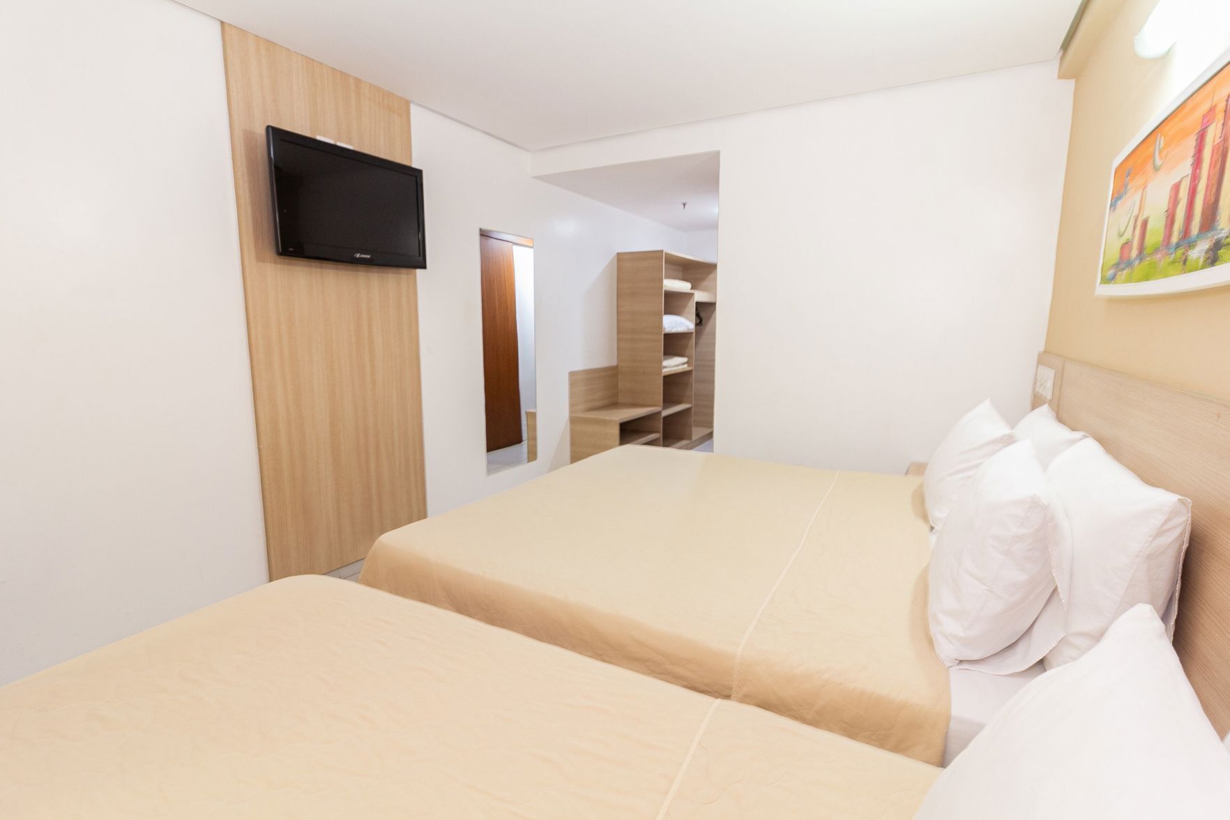 Minibar, desk, laptop workspace, blackout drapes