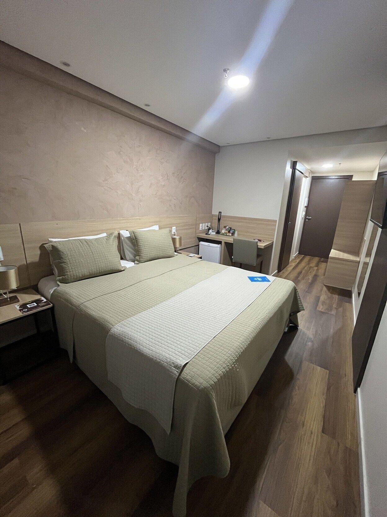 Minibar, desk, laptop workspace, blackout drapes